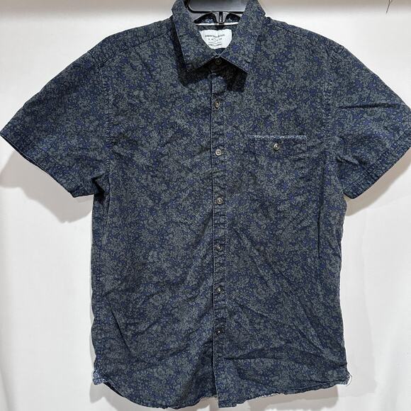 paperdenim&cloth Other - paperdenim&cloth Shirt Men L Blue Floral Short Sleeve Button Down Slim Fit HOLE